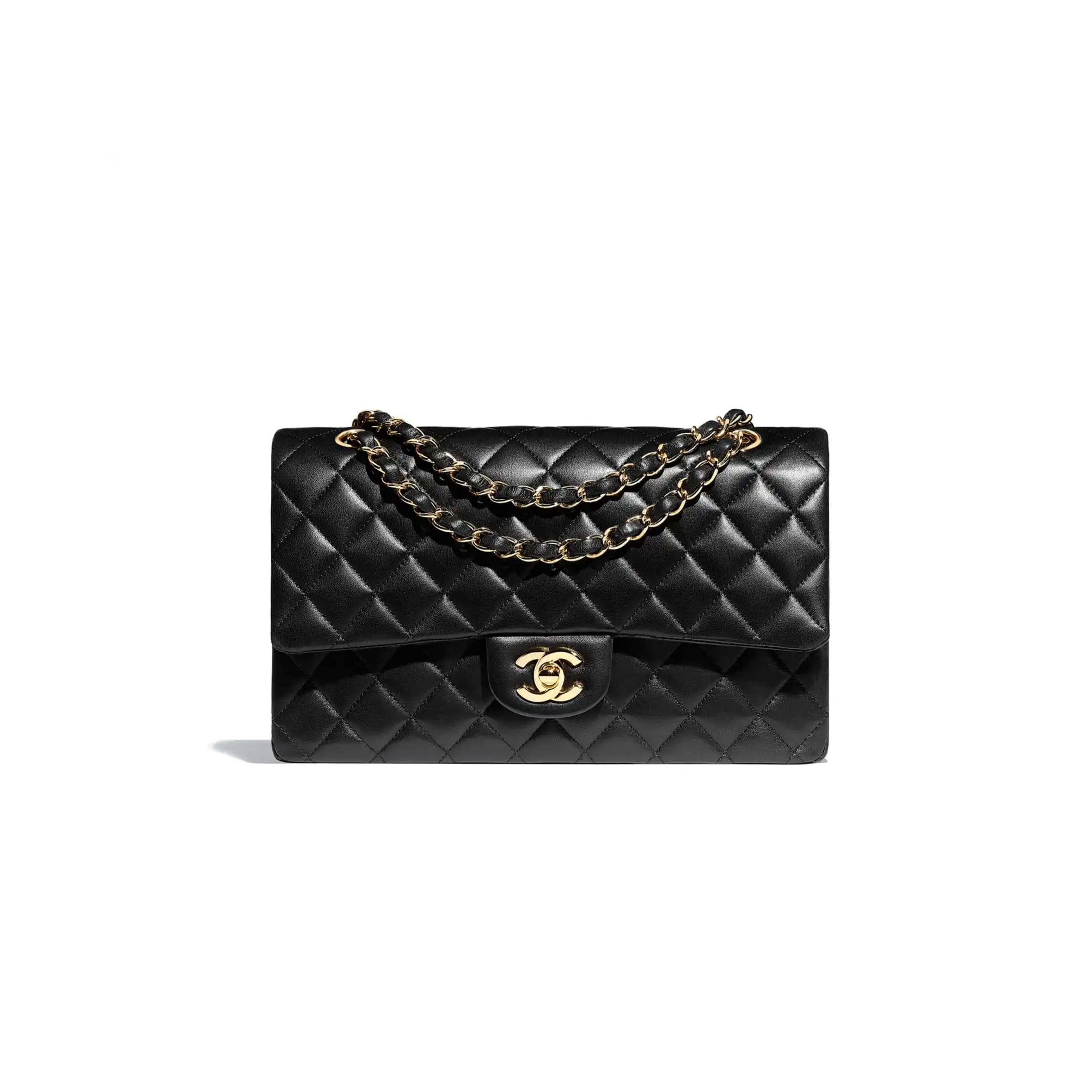 Ch*el classic flap black gold hardware  a58601 (23*33*10cm)