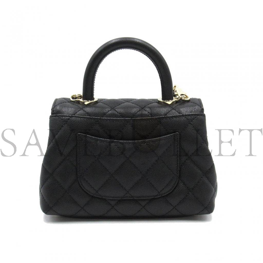 Ch*el flap bag with top handle mini gold hardware  as2215 (19*13*9cm)