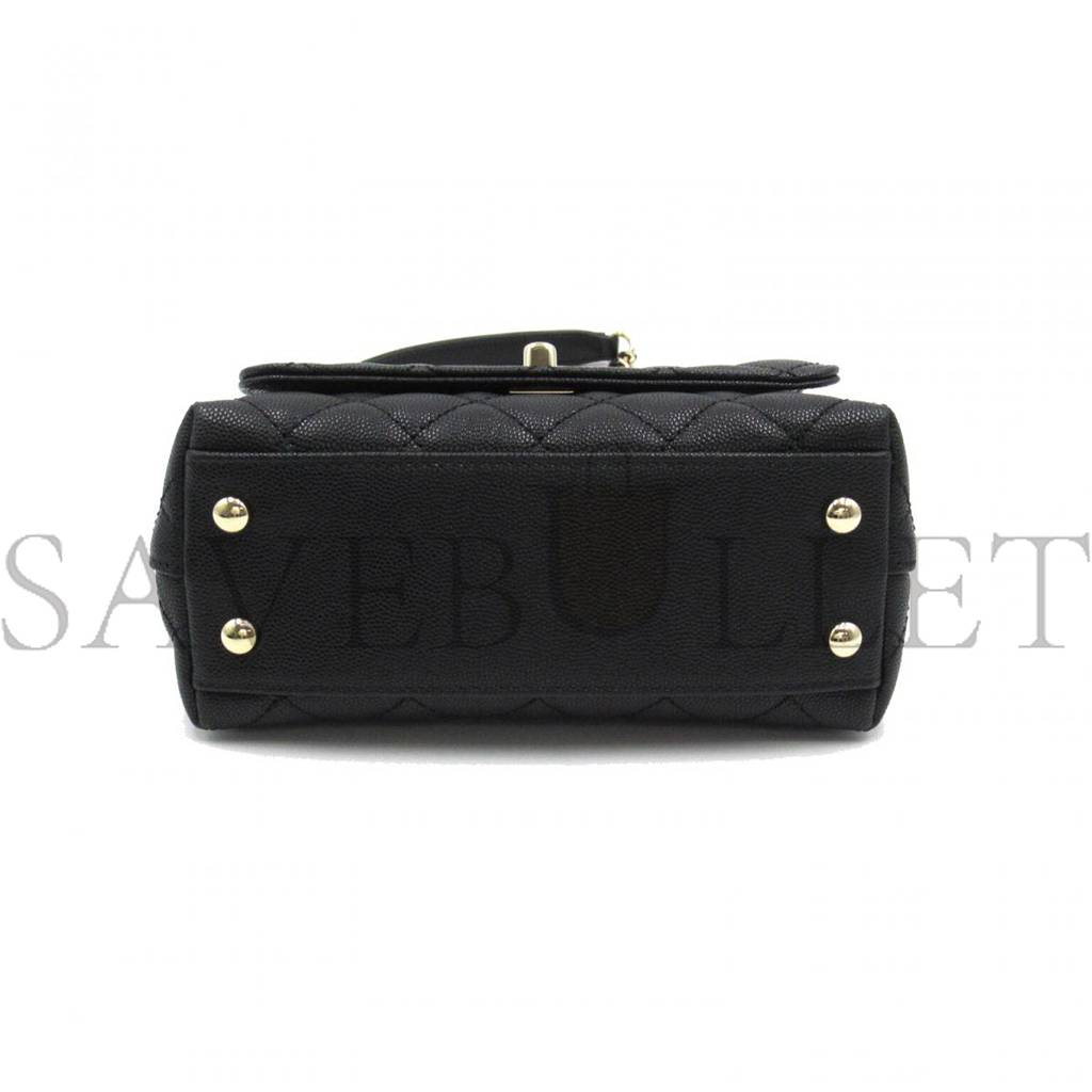 Ch*el flap bag with top handle mini gold hardware  as2215 (19*13*9cm)