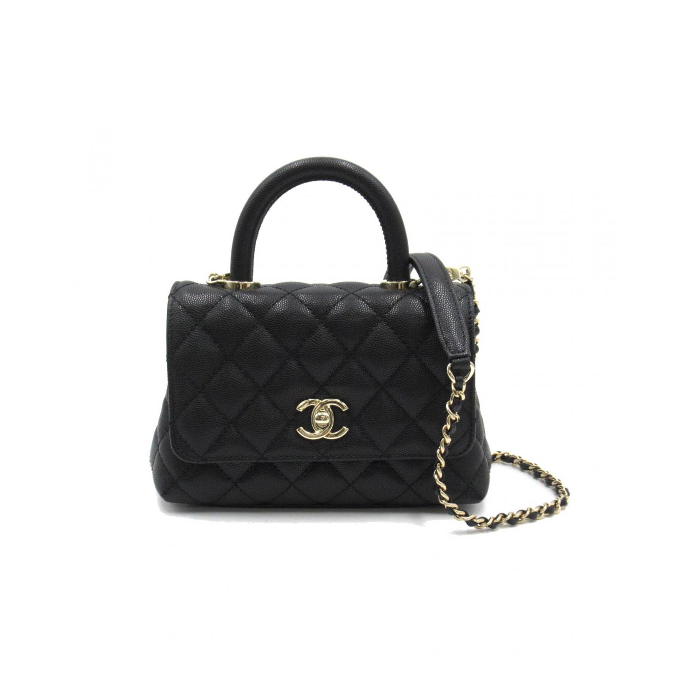 Ch*el flap bag with top handle mini gold hardware  as2215 (19*13*9cm)