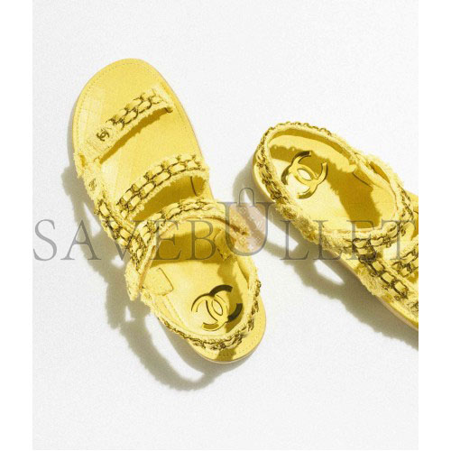 Ch*el  sandals cotton tweedyellow  g33800 x56550 0n550