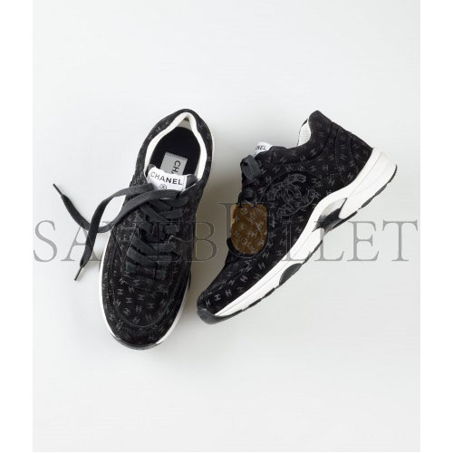 Ch*el sneakers printed suede calfskinblack g39230 x56653 94305