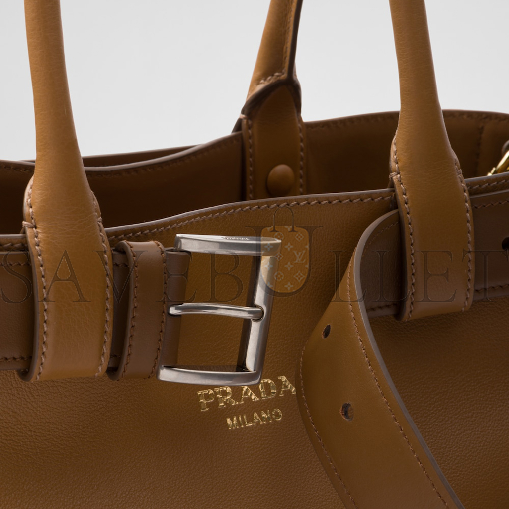 Pra*a buckle large leather handbag with belt 1ba416  (37*27*14cm)
