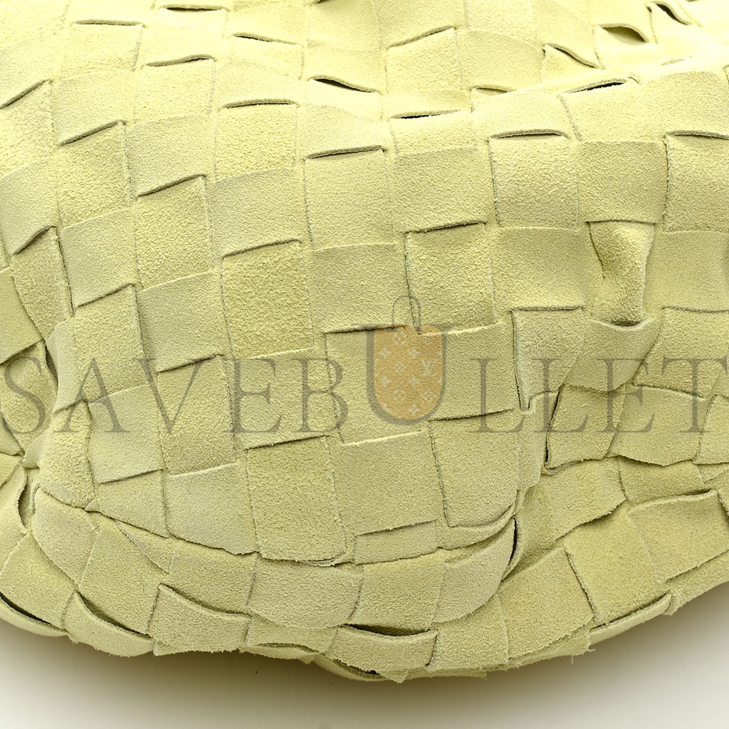 bo*te*ga Ve*ne*ta suede calfskin intrecciato teen jodie hobo lemon wash (38*25*8cm)