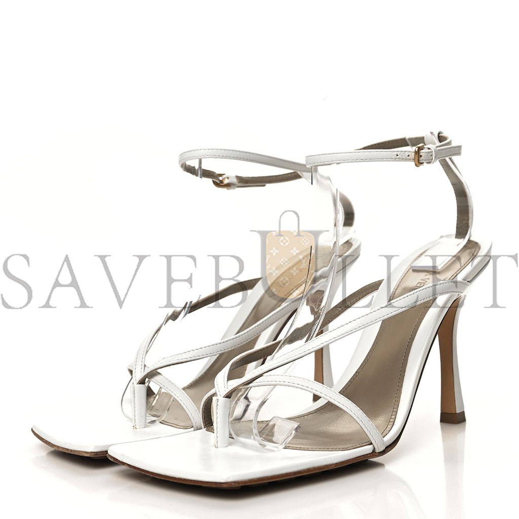 bo*te*ga Ve*ne*ta lambskin stretch multi strap 90mm sandals 40 optic white