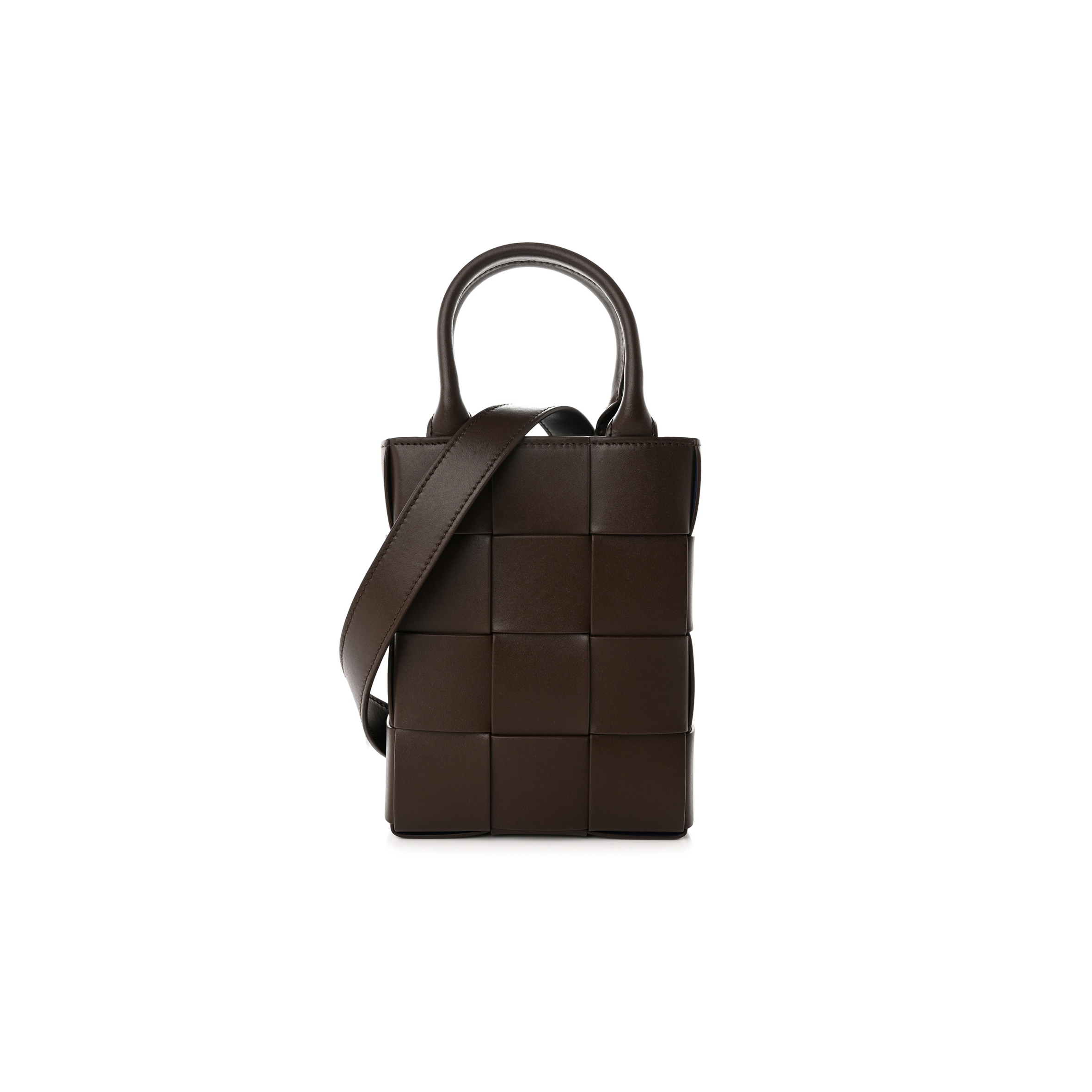 bo*te*ga ve*ne*ta lambskin maxi intrecciato mini Nor*h south cassette tote light brown (24*14*5cm)