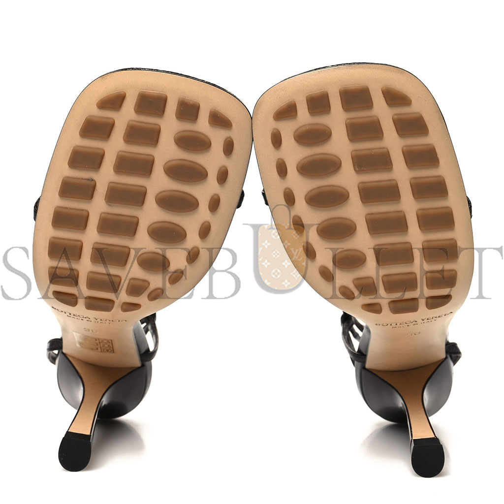 bo*te*ga Ve*ne*ta shiny light lambskin the line 90mm sandals 36 chocolate spread