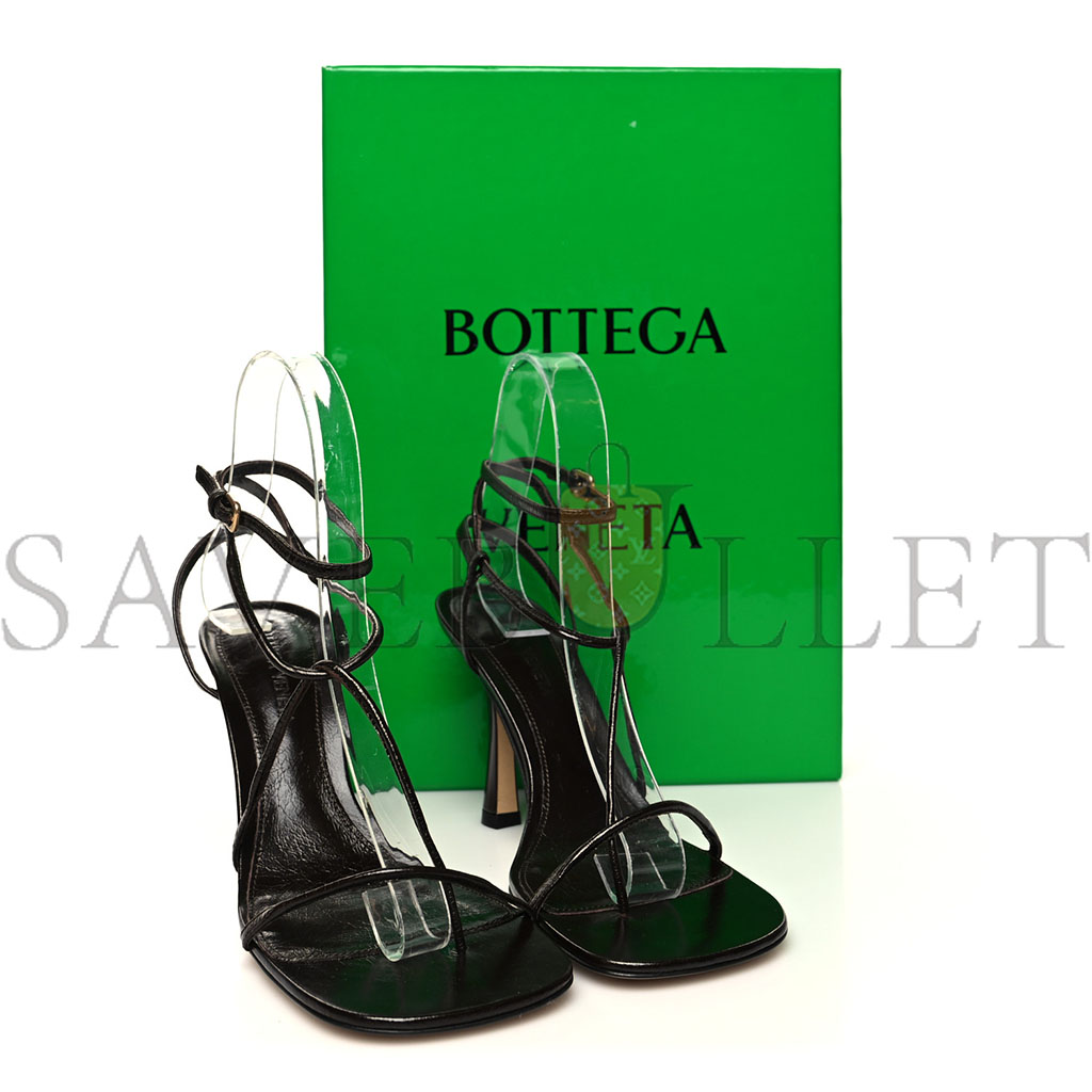 bo*te*ga Ve*ne*ta shiny light lambskin the line 90mm sandals 36 chocolate spread