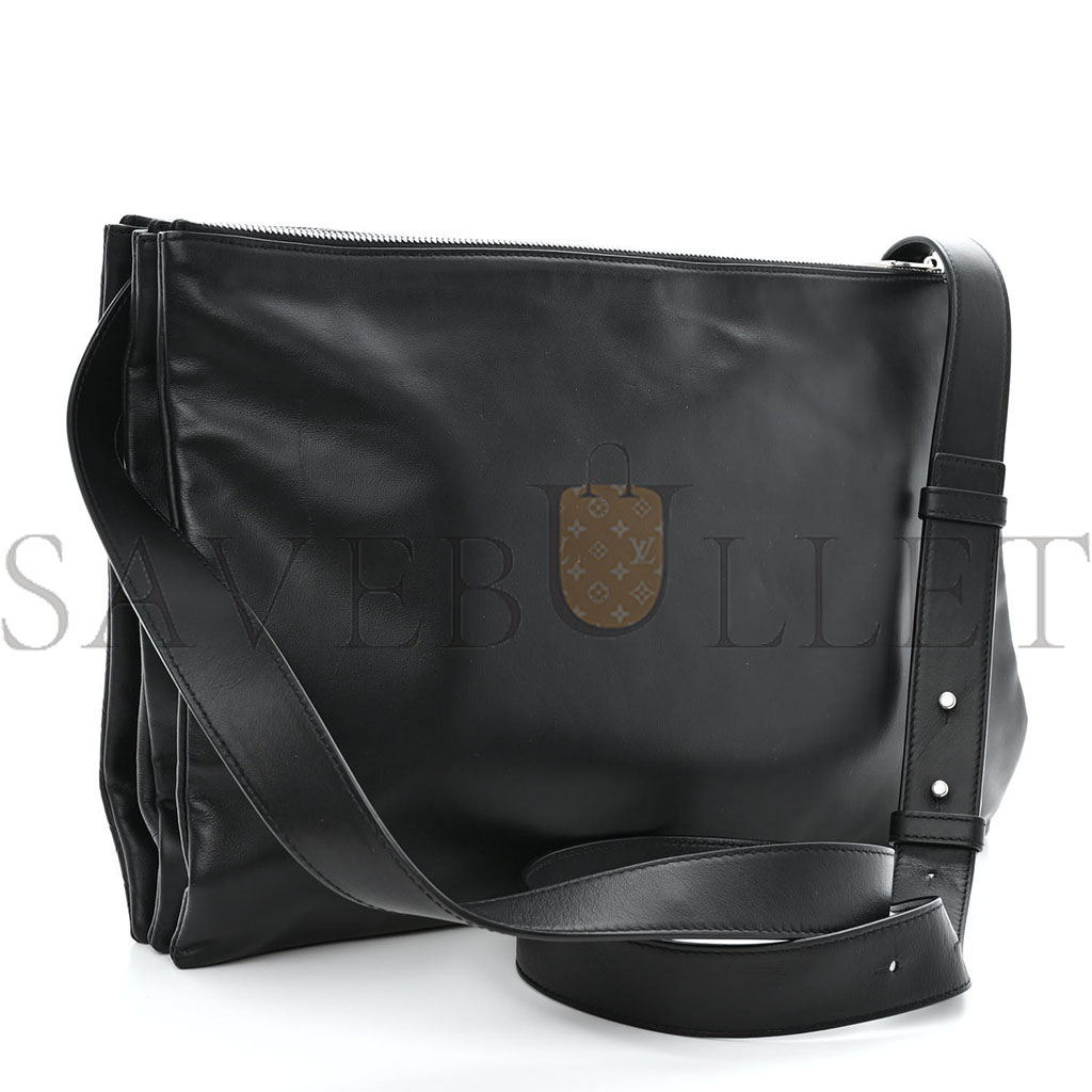 bo*te*ga Ve*ne*ta intrecciato embossed triple zip messenger bag black  (38*25*3cm)