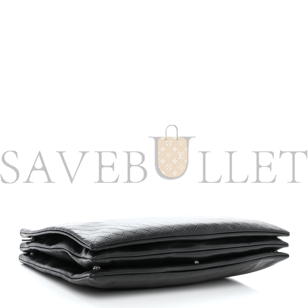 bo*te*ga Ve*ne*ta intrecciato embossed triple zip messenger bag black  (38*25*3cm)