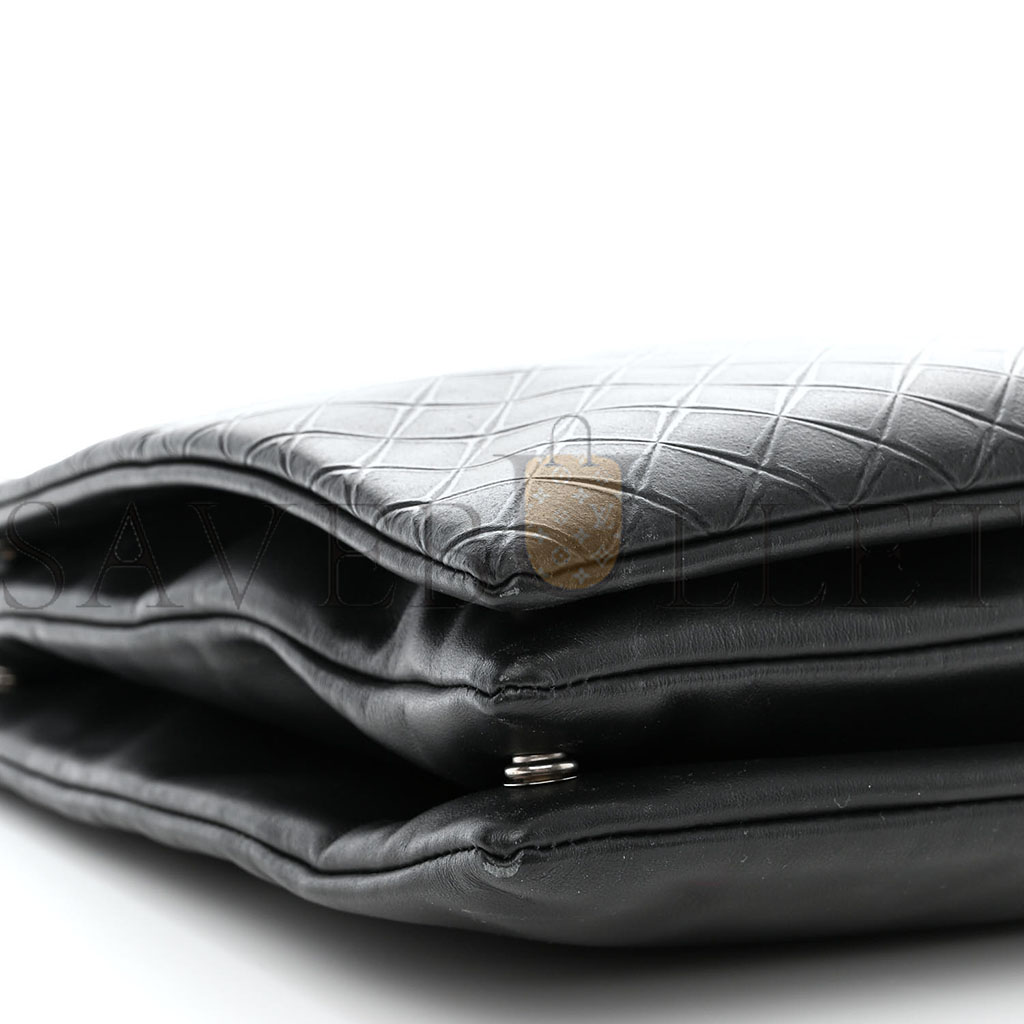 bo*te*ga Ve*ne*ta intrecciato embossed triple zip messenger bag black  (38*25*3cm)