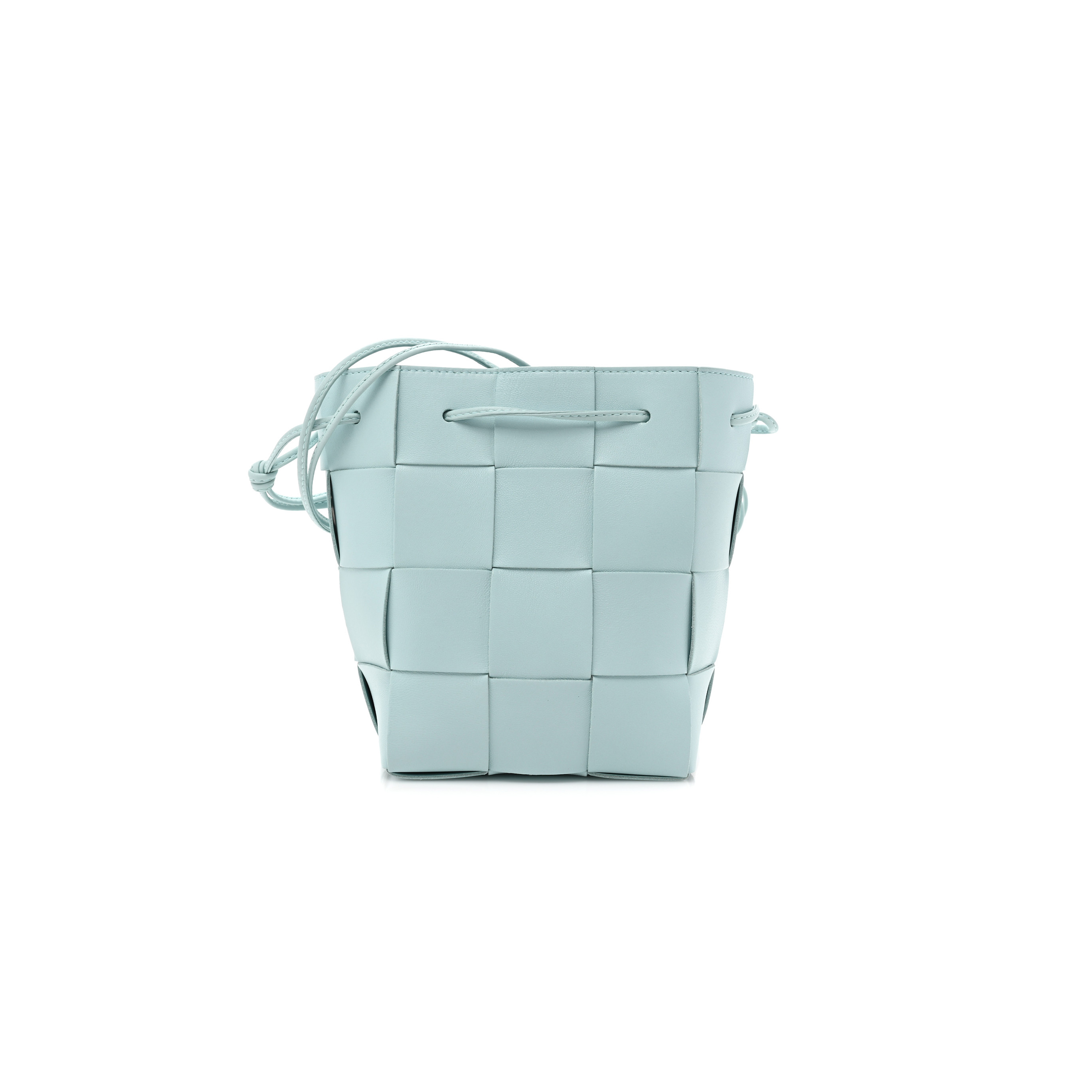 bo*te*ga Ve*ne*ta nappa maxi intrecciato small cassette bucket bag topazio silver  (18*15*13cm)