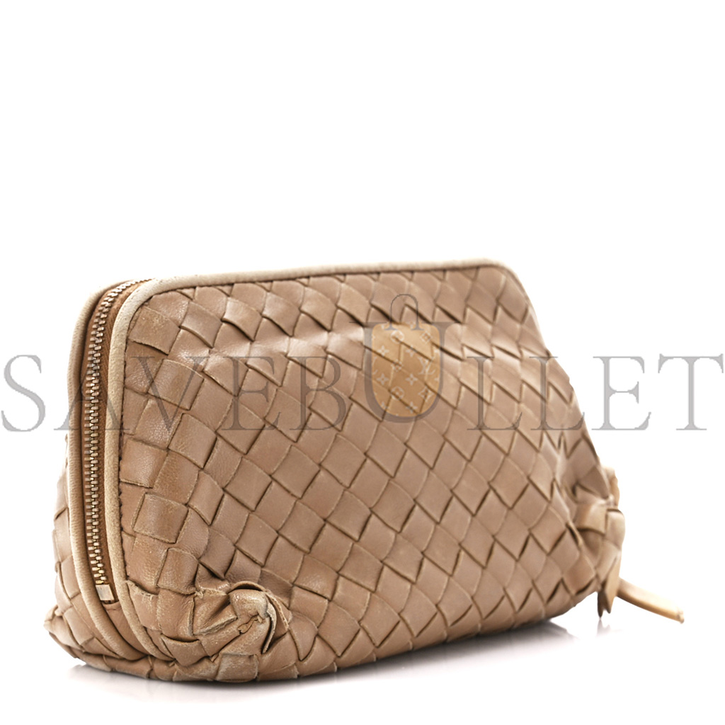 bo*te*ga Ve*ne*ta nappa intrecciato small cosmetic pouch camel  (17*10*8cm)