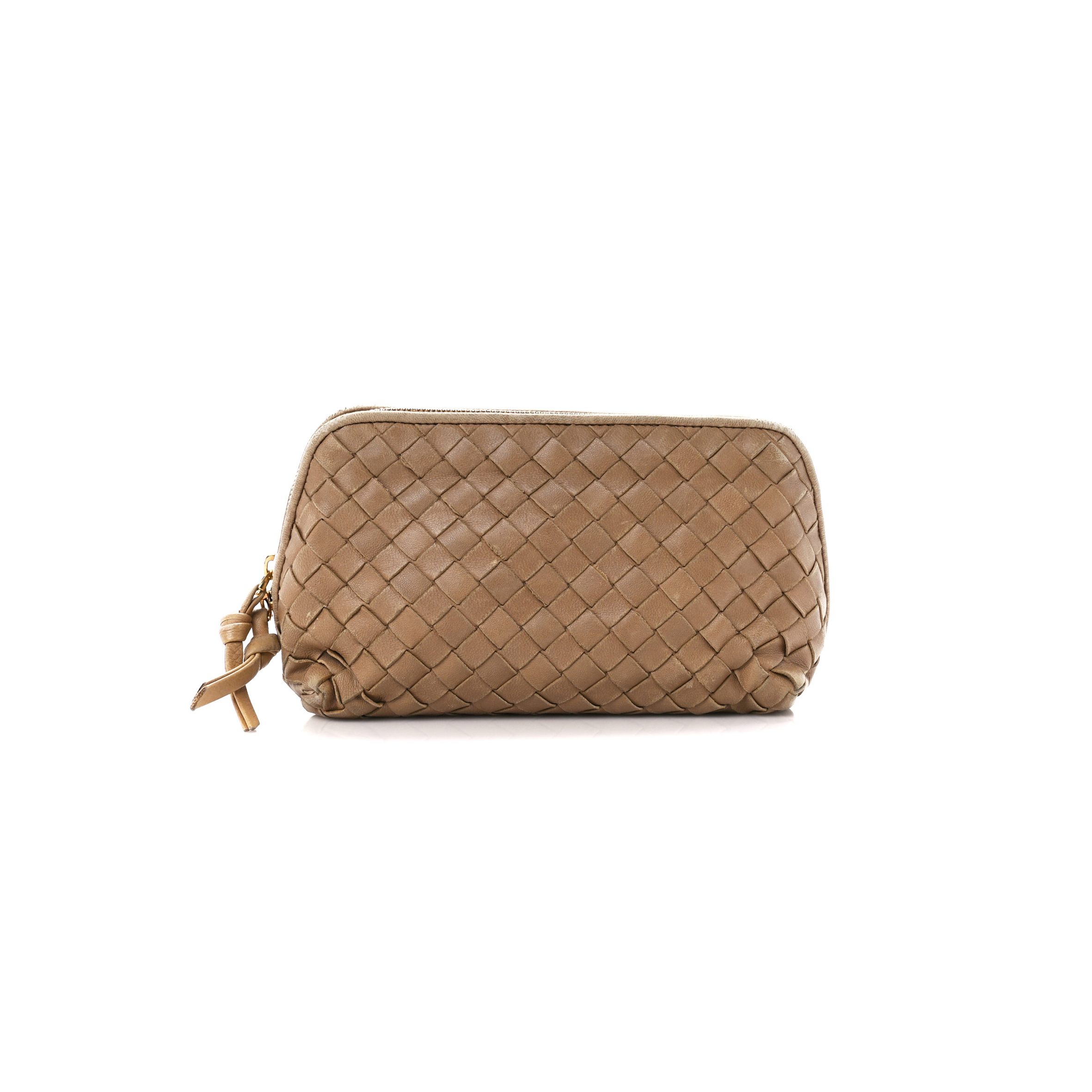 bo*te*ga Ve*ne*ta nappa intrecciato small cosmetic pouch camel  (17*10*8cm)