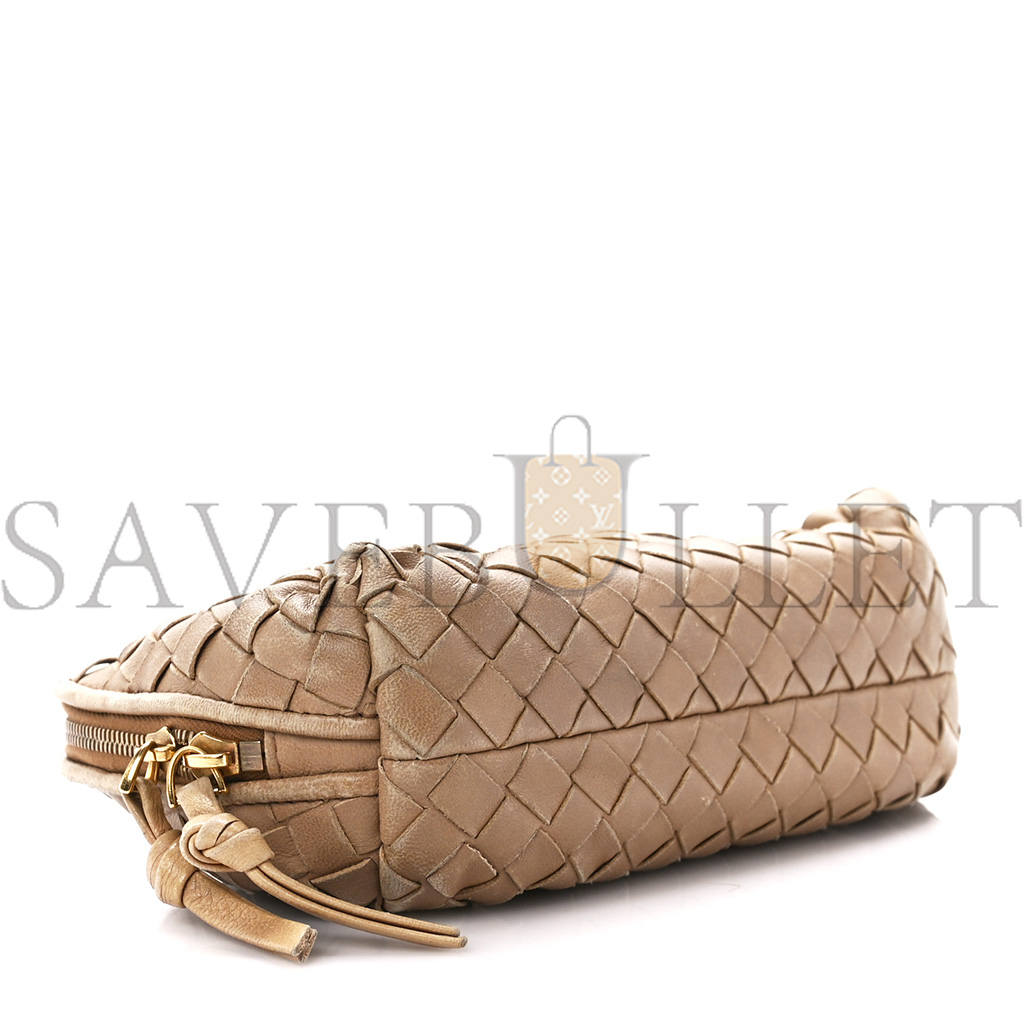 bo*te*ga Ve*ne*ta nappa intrecciato small cosmetic pouch camel  (17*10*8cm)
