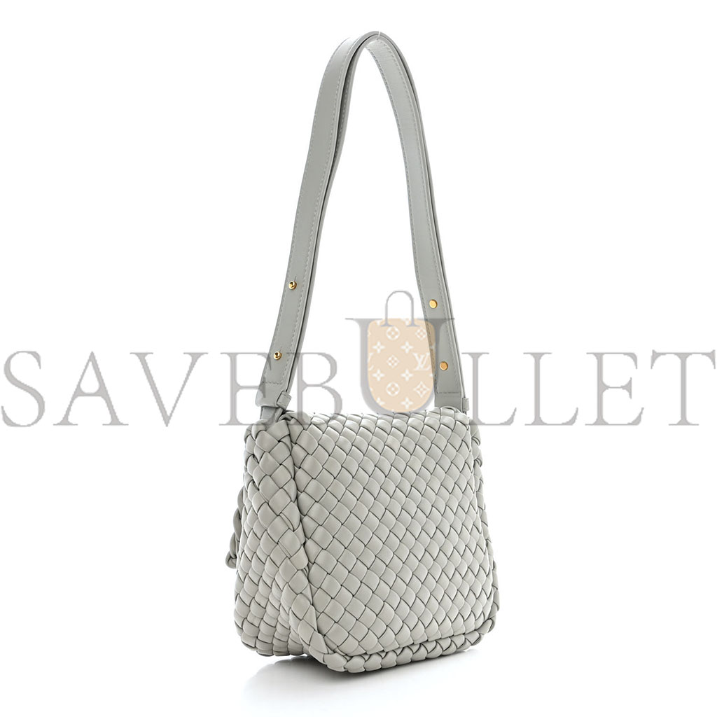 bo*te*ga Ve*ne*ta nappa intreccio mini cobble shoulder bag agate grey (19*18*9cm)