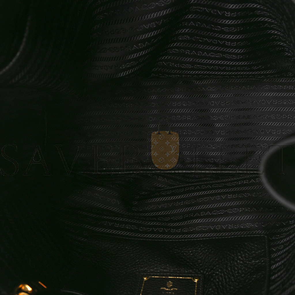 Pra*a vitello daino side zip tote black (36*30*13cm)