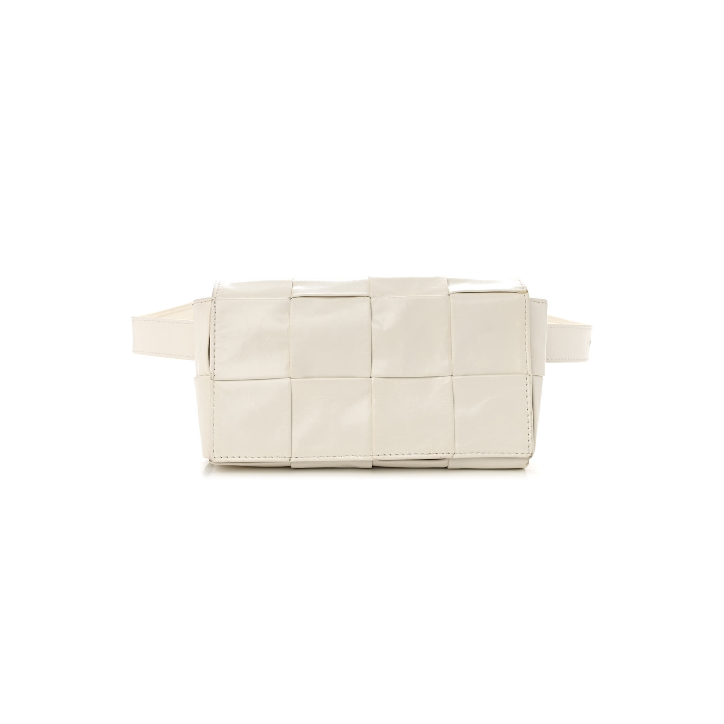 bo*te*ga Ve*ne*ta paper calfskin intrecciato cassette belt bag white  (18*10*4cm)