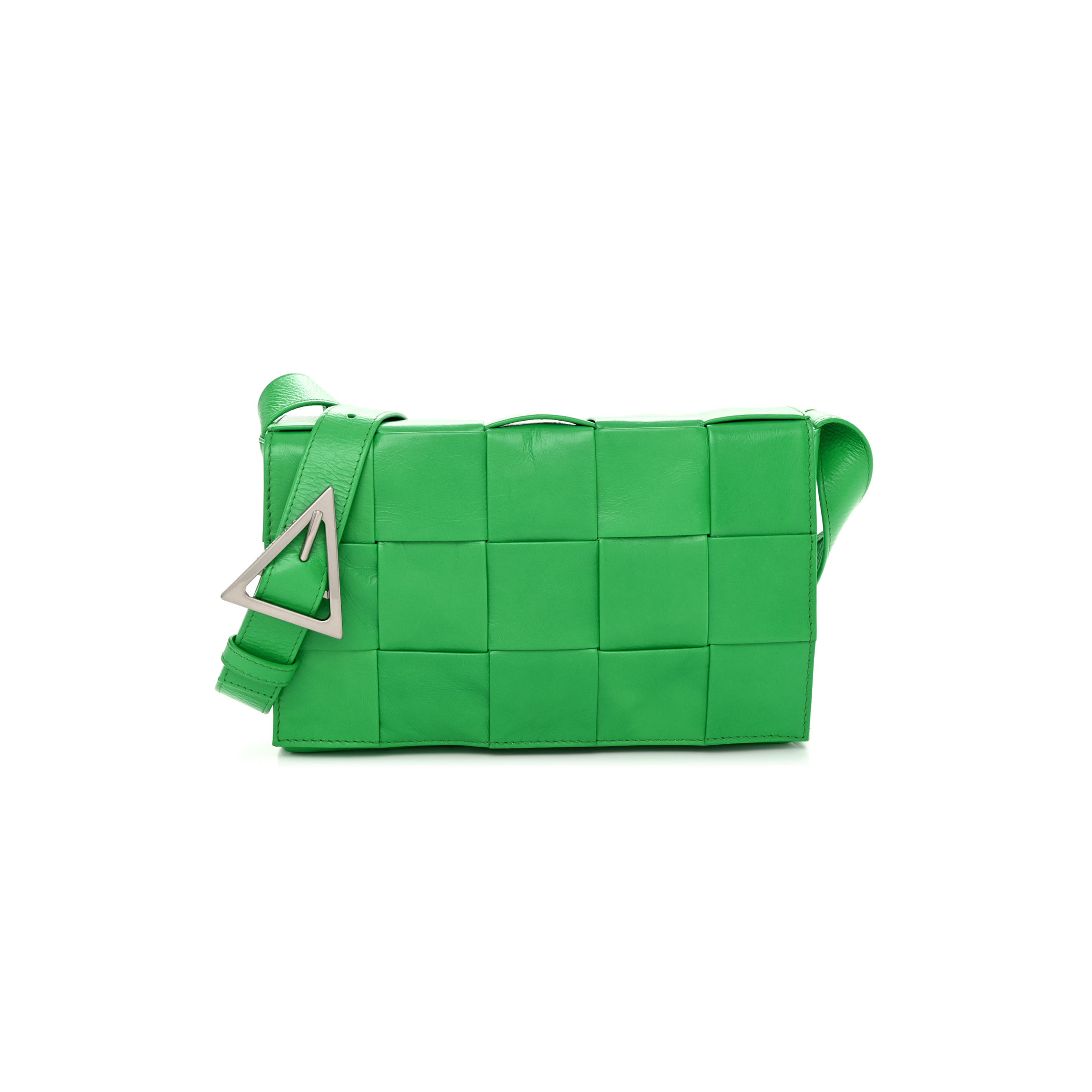 bo*te*ga Ve*ne*ta lambskin maxi intrecciato cassette crossbody bag grass (23*15.5*5cm)