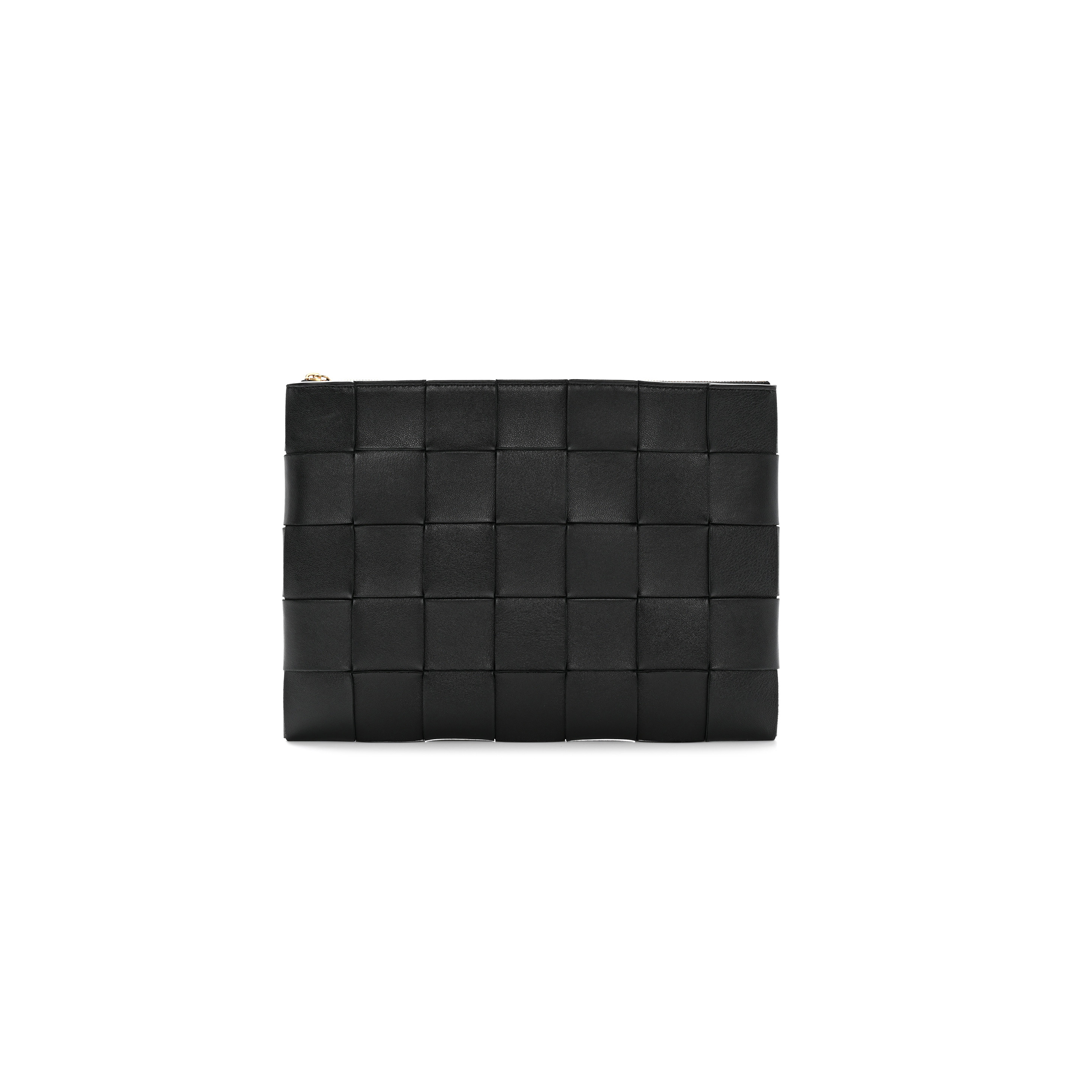 bo*te*ga Ve*ne*ta nappa maxi intrecciato cassette flat zip medium pouch black  (28*20cm)