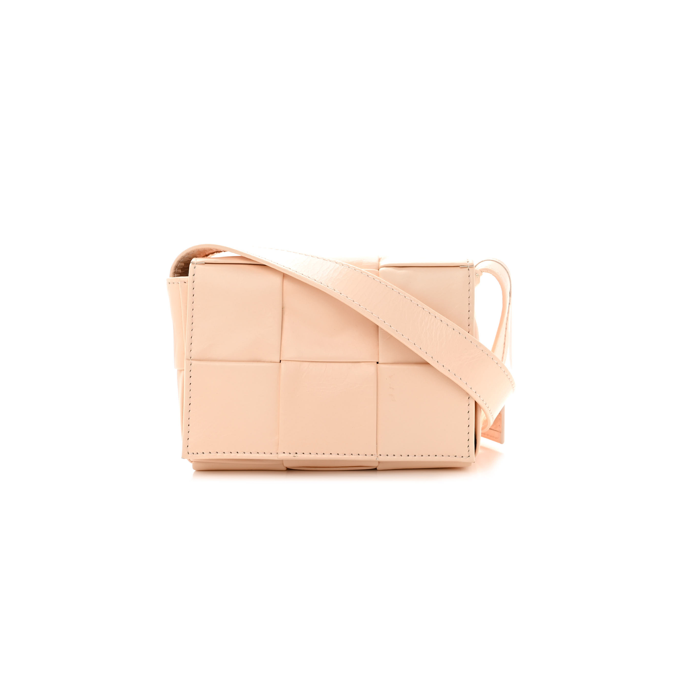 bo*te*ga Ve*ne*ta lambskin maxi intrecciato extra mini cassette crossbody bag melon washed  (12*9*4cm)