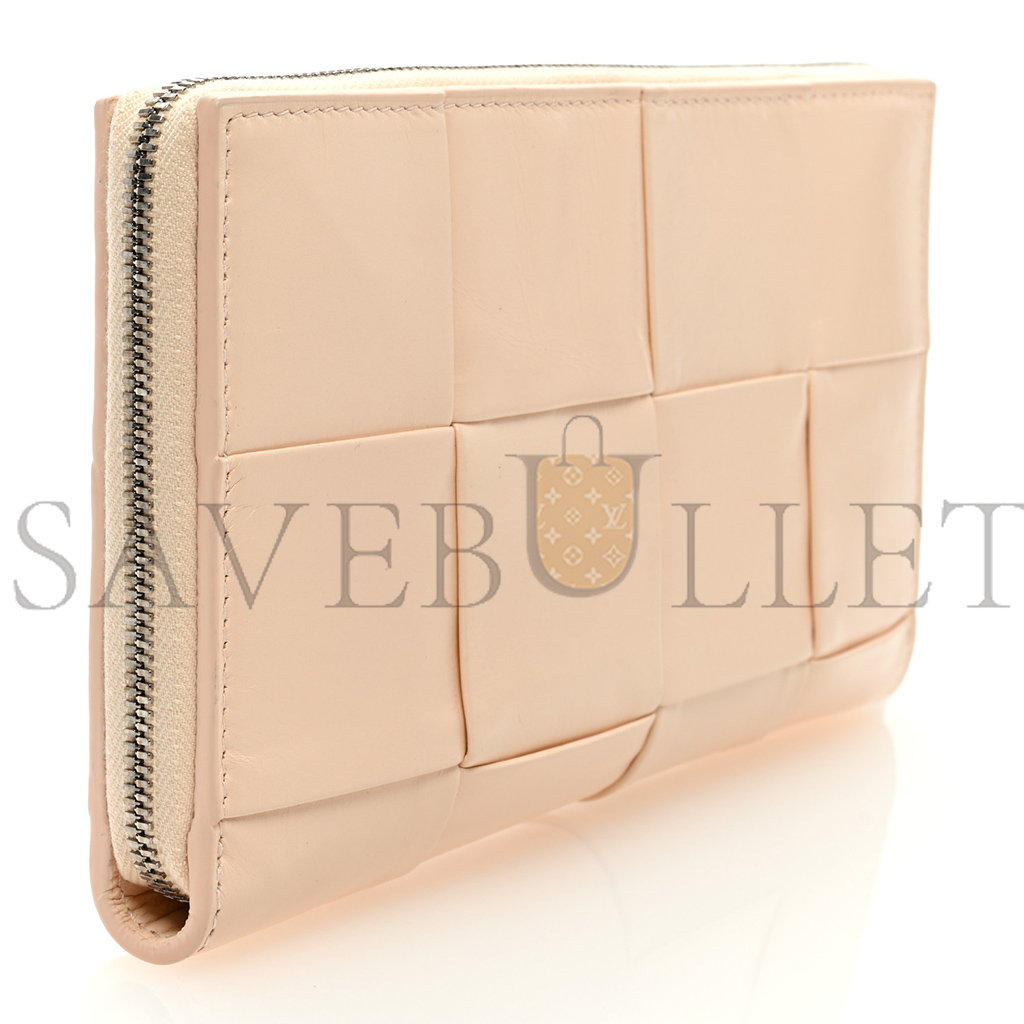 bo*te*ga Ve*ne*ta nappa maxi intrecciato zip around wallet rose mole  (19*11*2cm)
