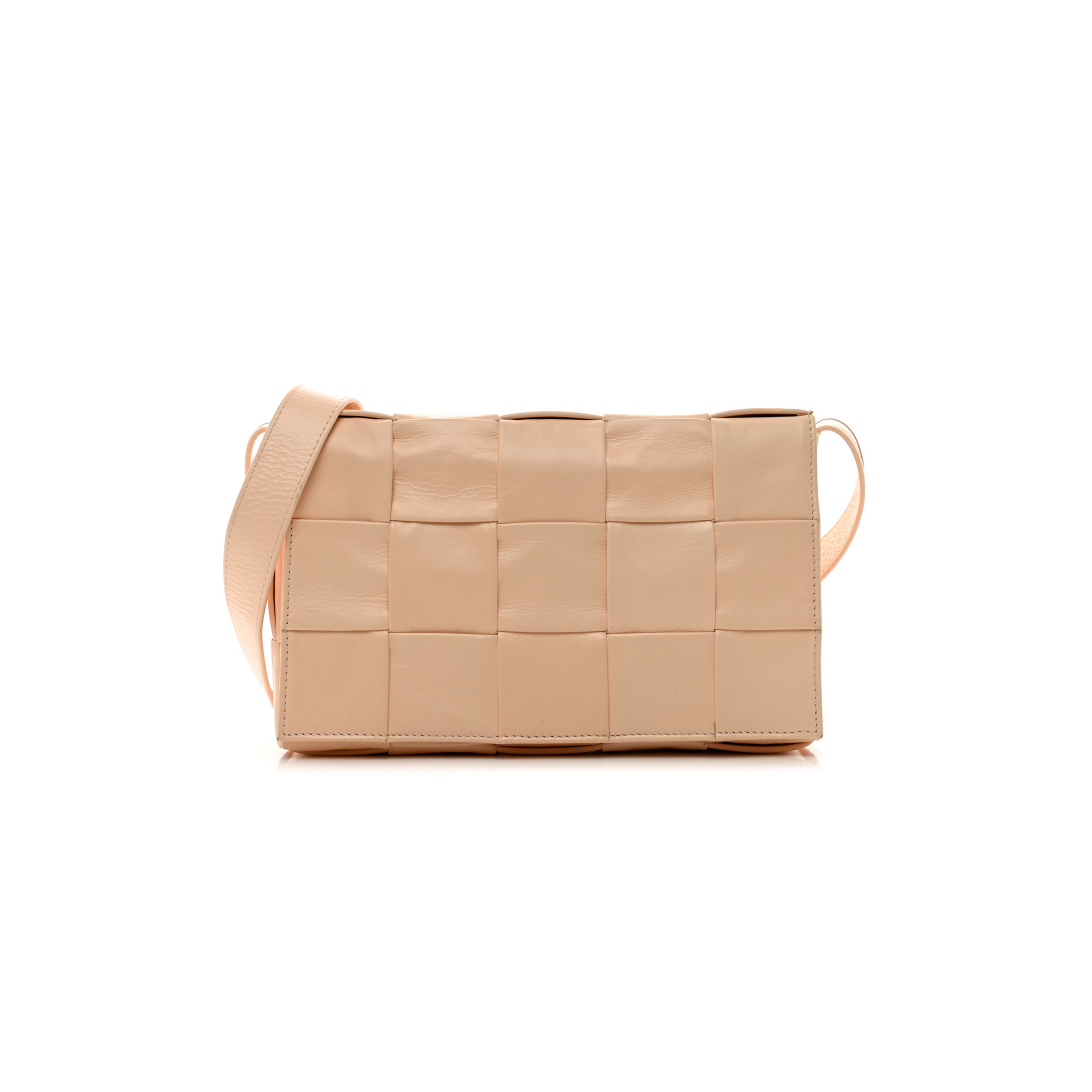 bo*te*ga Ve*ne*ta paper calfskin maxi intrecco cassette crossbody bag melon wash (23*15*5.5cm)