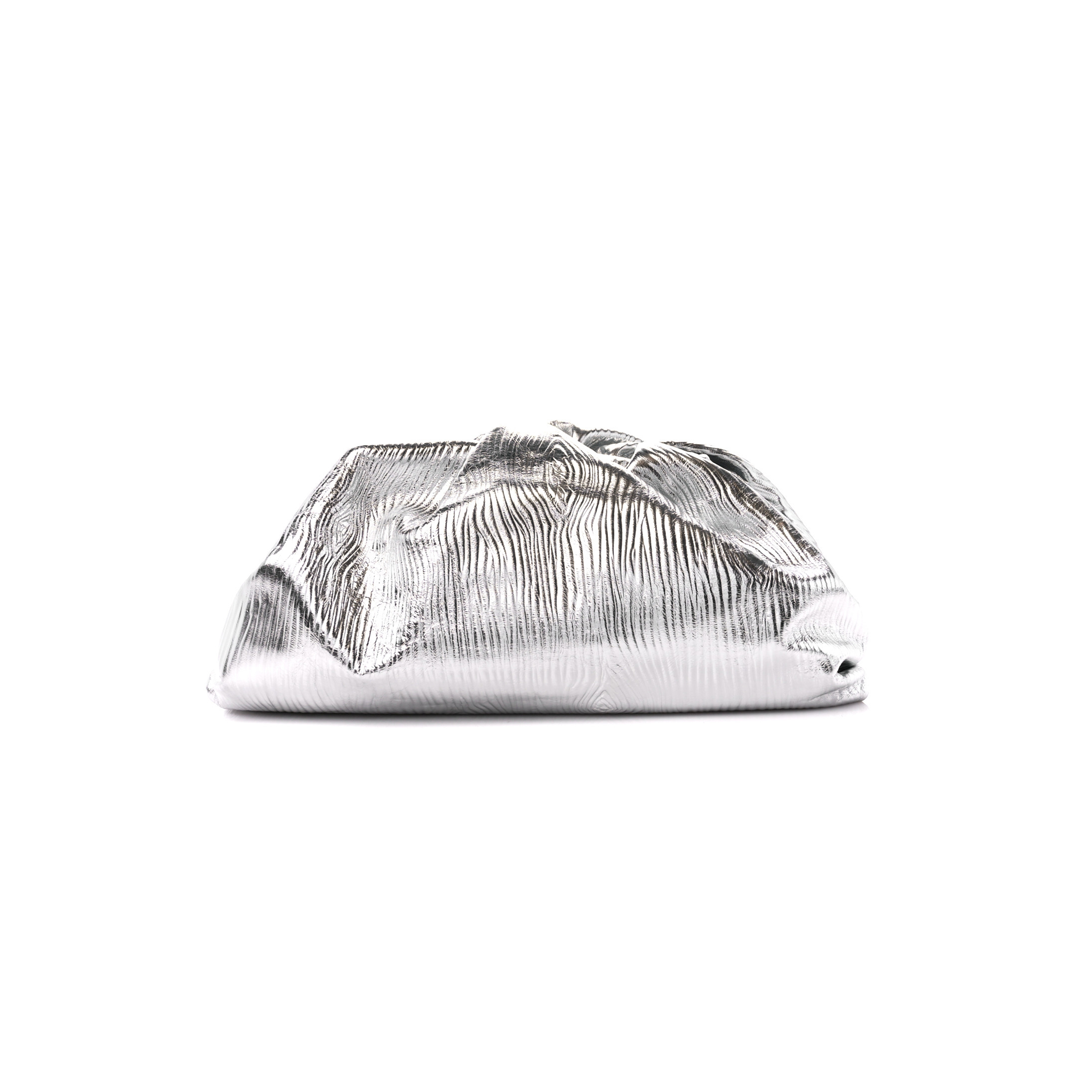 bo*te*ga Ve*ne*ta metallic bark calfskin embossed the pouch oversized clutch silver  (37*19*12cm)