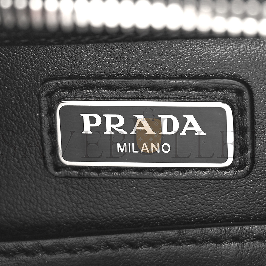 Pra*a brushed calfskin mens medium brique crossbody bag black (22*17*6cm)