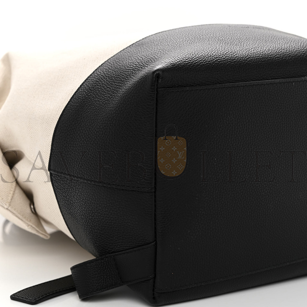 bo*te*ga Ve*ne*ta canvas calfskin backpack natural black  (39*29*17cm)