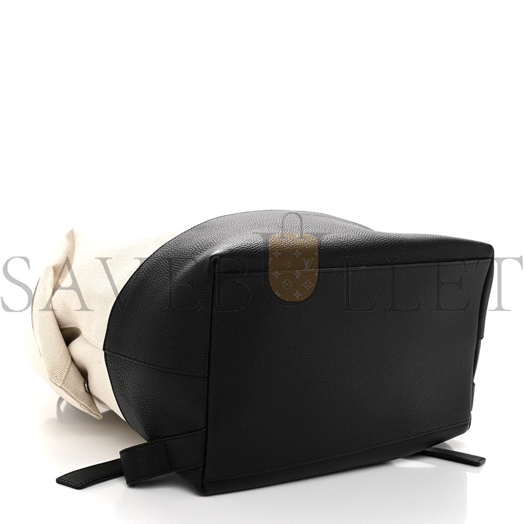 bo*te*ga Ve*ne*ta canvas calfskin backpack natural black  (39*29*17cm)
