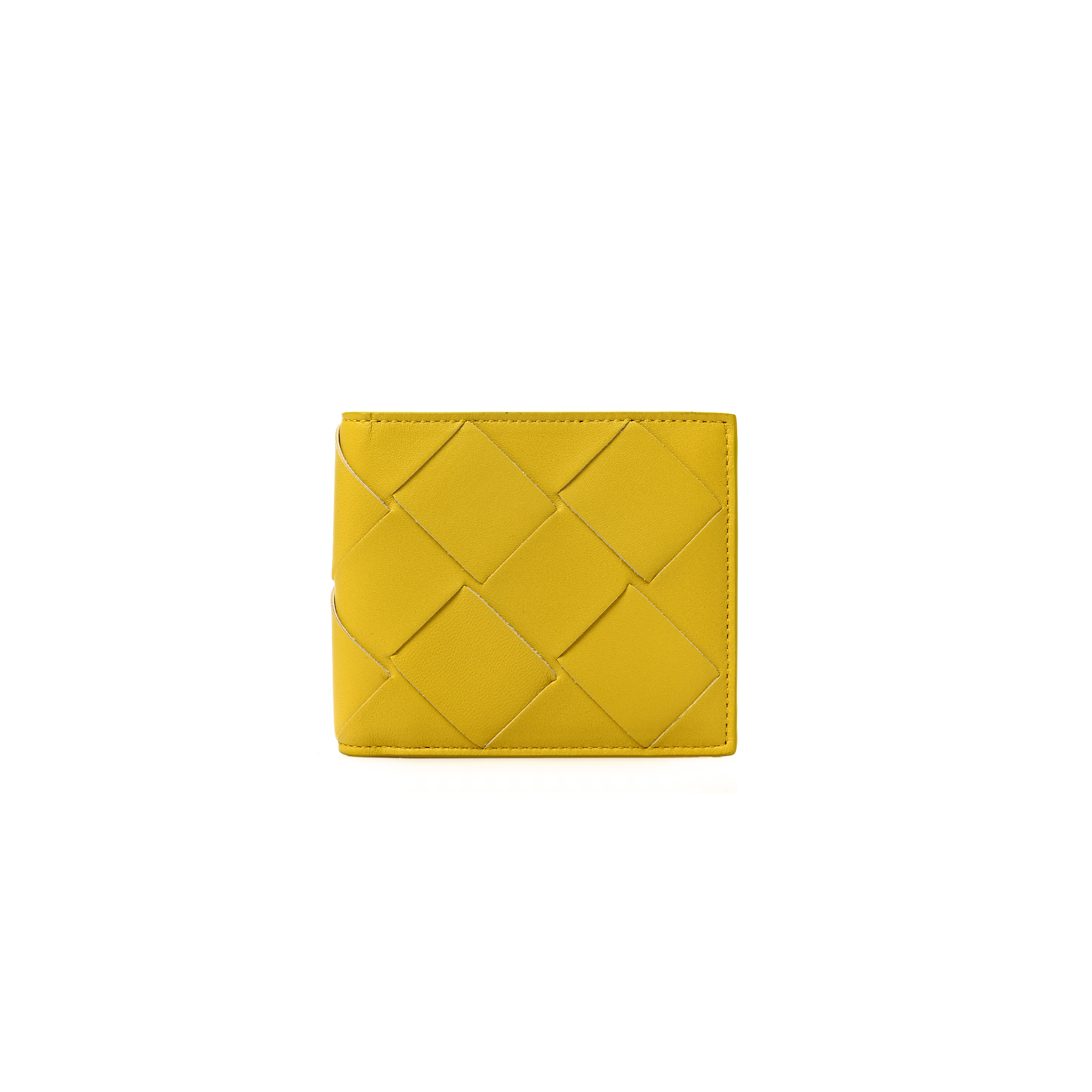 bo*te*ga Ve*ne*ta nappa maxi intrecciato bi fold wallet buttercup  (11*10*2cm)