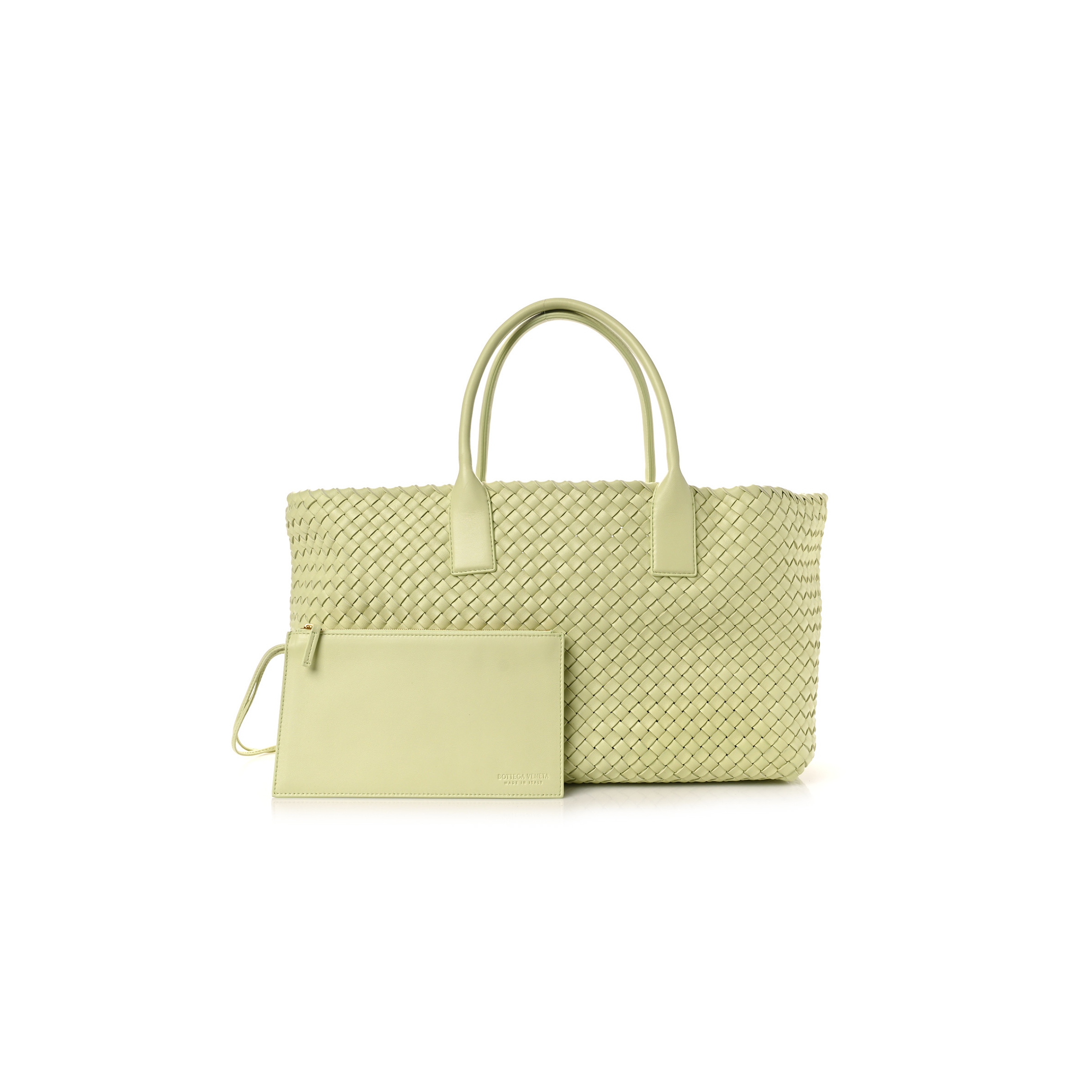 bo*te*ga Ve*ne*ta lambskin intreccio medium cabat lemon washed  (41*25*17cm)