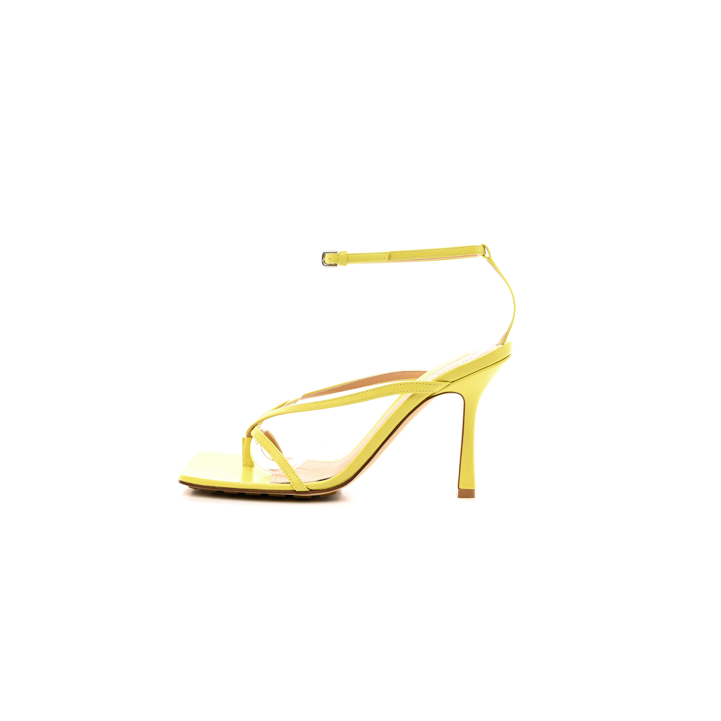 bo*te*ga Ve*ne*ta lambskin stretch multi strap 90mm sandals 39 pear