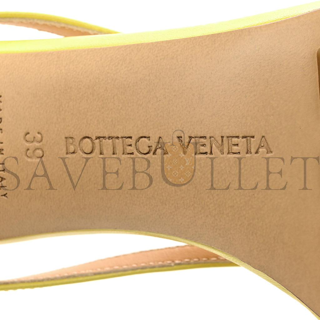 bo*te*ga Ve*ne*ta lambskin stretch multi strap 90mm sandals 39 pear