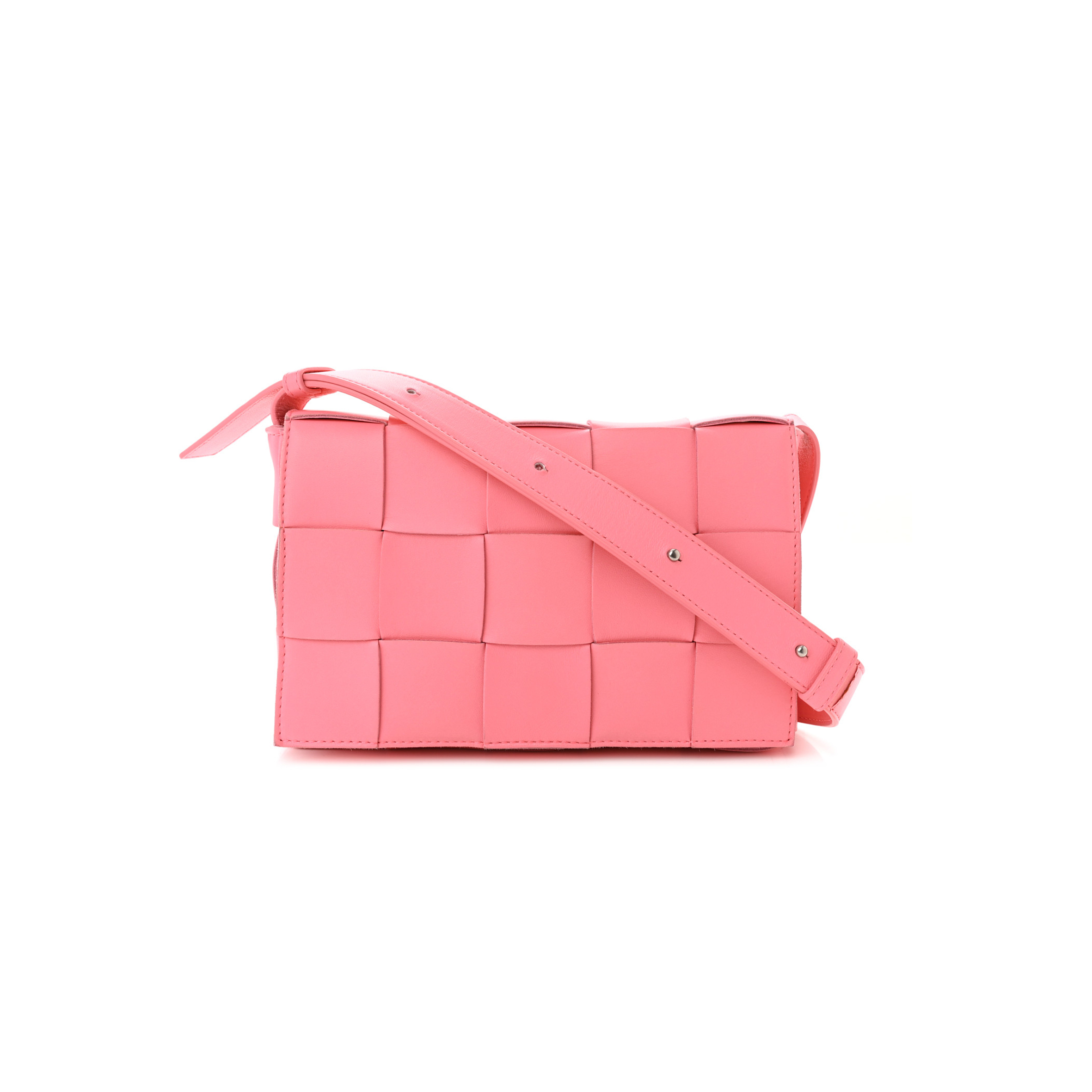 bo*te*ga Ve*ne*ta lambskin maxi intrecciato cassette crossbody bag pink (23*15*5.5cm)