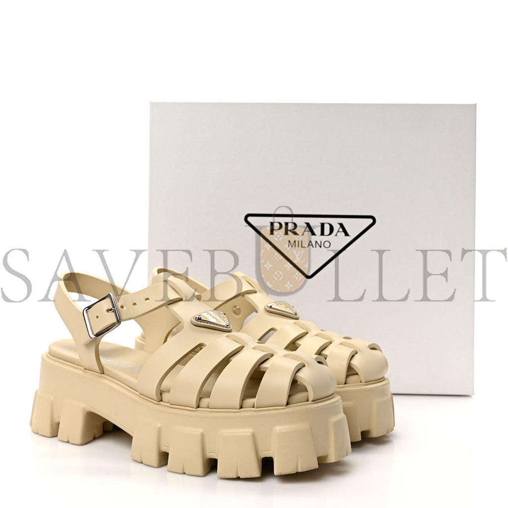 Pra*a foam rubber metal triangle logo monolith 55mm cage sandals 39 quarzo