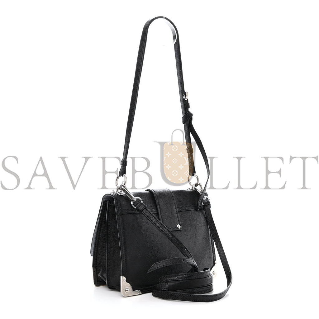 Pra*a glace calfskin large soft cahier bag black (23*17*8cm)