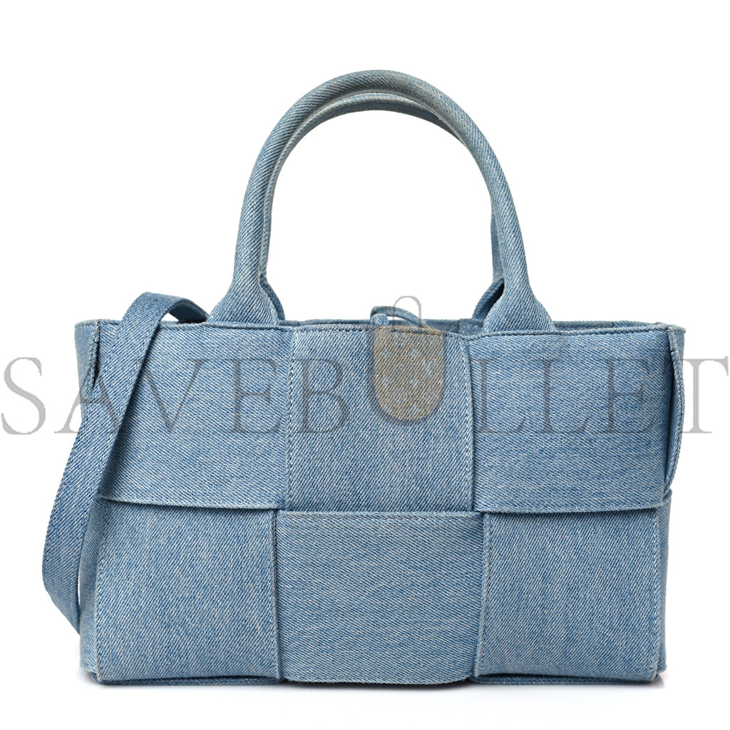 bo*te*ga Ve*ne*ta denim maxi intrecciato mini arco tote blue (27*17*11cm)