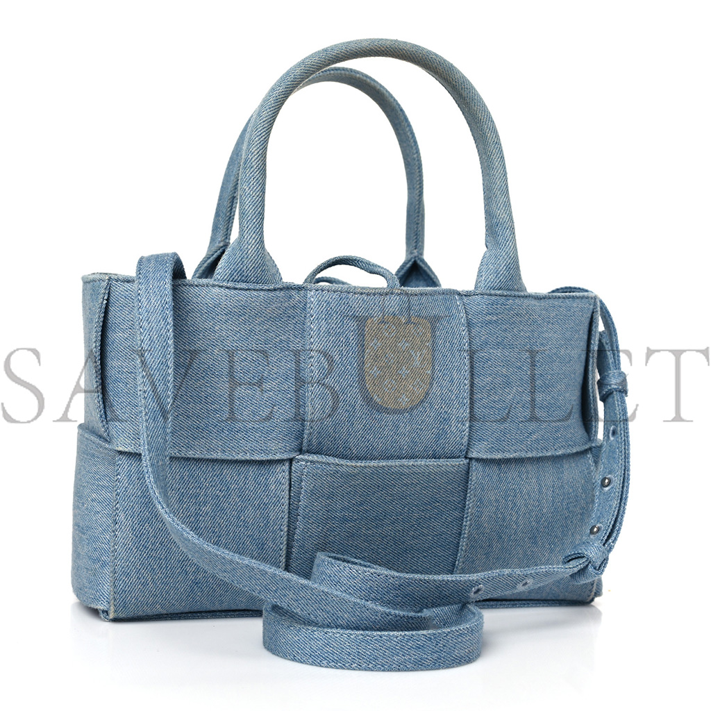 bo*te*ga Ve*ne*ta denim maxi intrecciato mini arco tote blue (27*17*11cm)