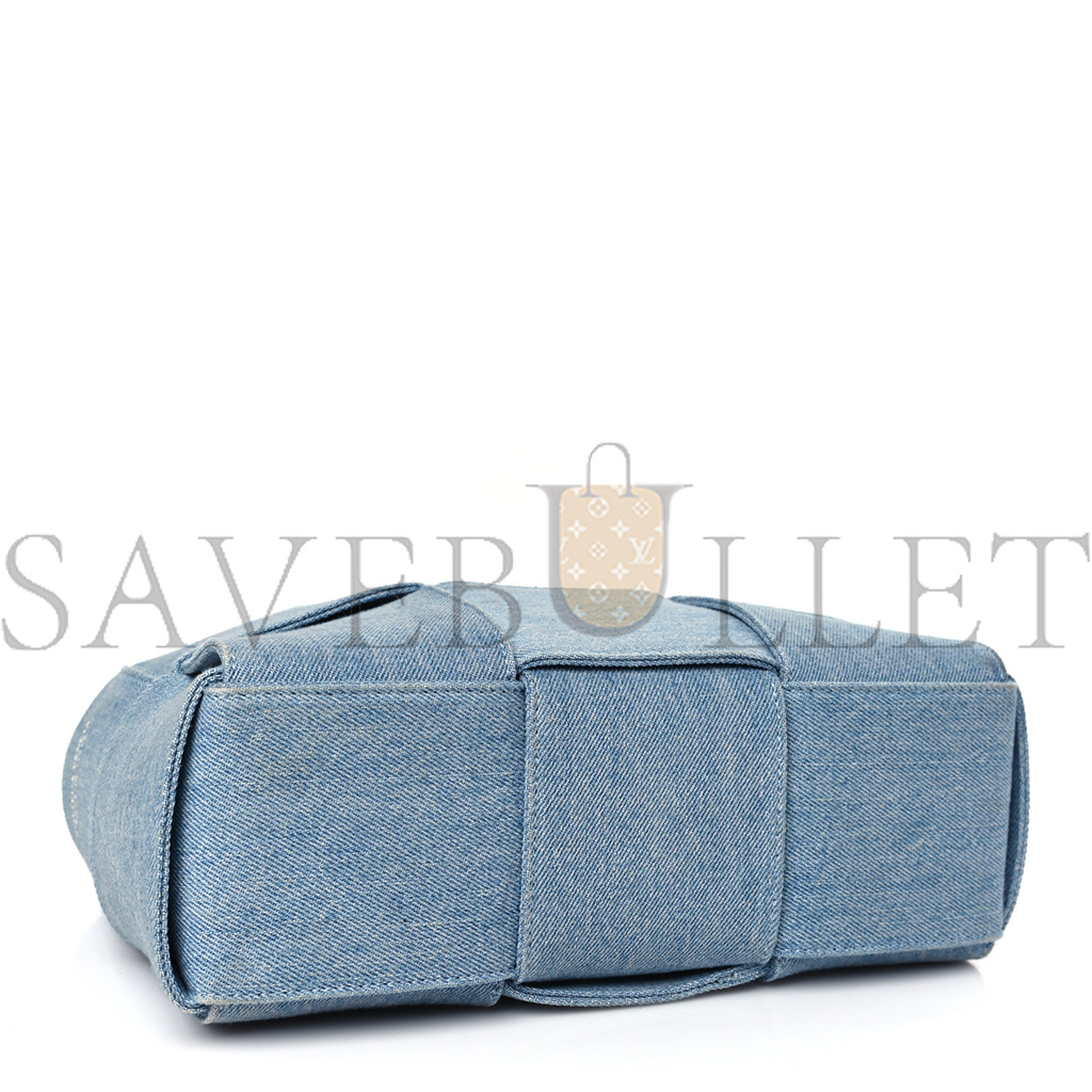 bo*te*ga Ve*ne*ta denim maxi intrecciato mini arco tote blue (27*17*11cm)