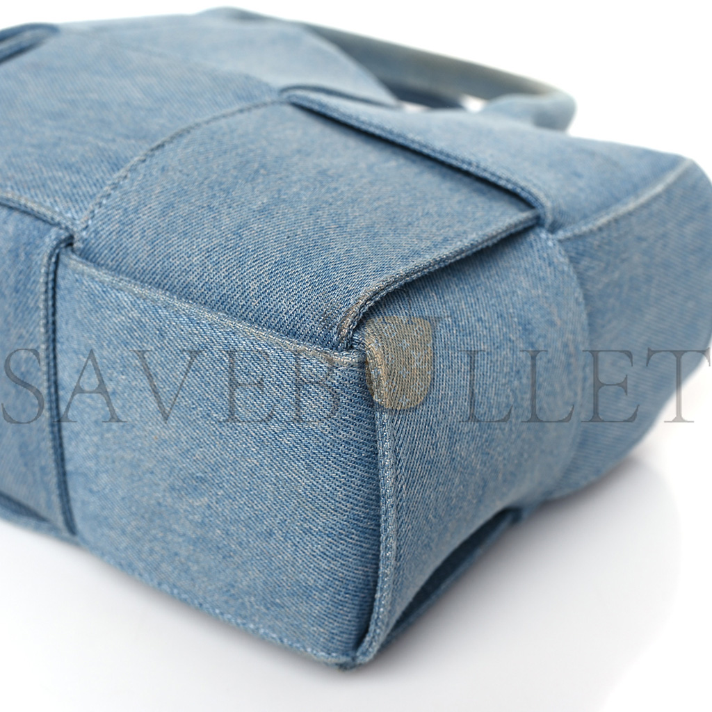 bo*te*ga Ve*ne*ta denim maxi intrecciato mini arco tote blue (27*17*11cm)