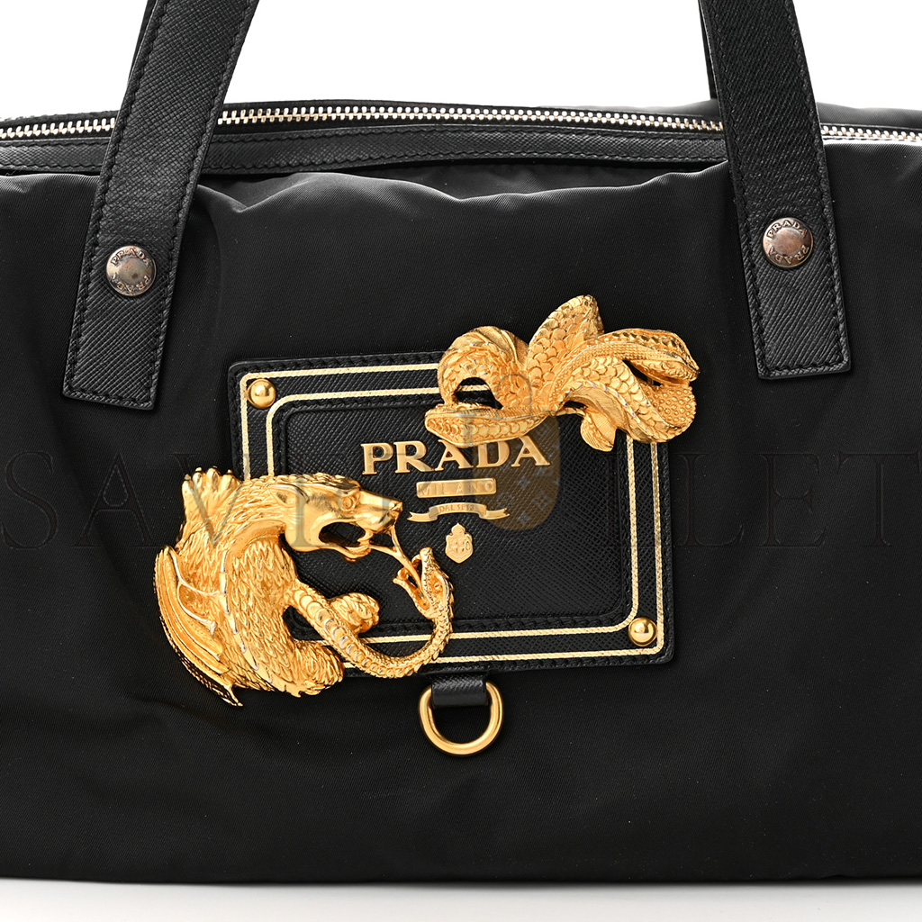 Pra*a nylon animalier boston bag black (33*20*15cm)