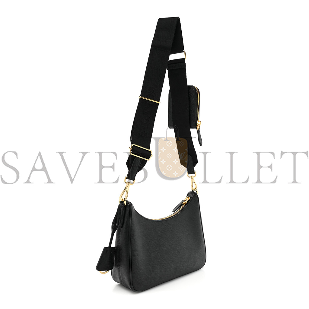 Pra*a saffiano lux re-edition 2005 shoulder bag black  (22*17*6cm)