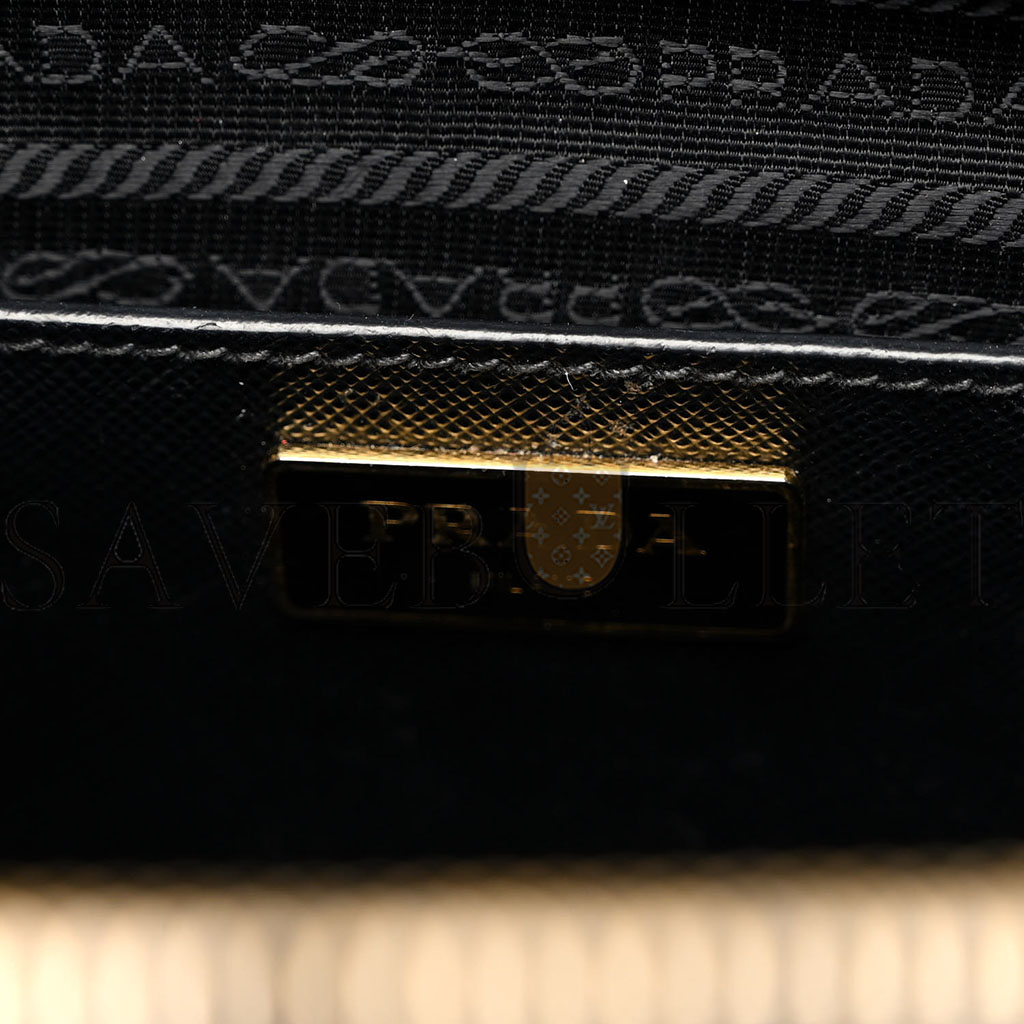 Pra*a saffiano medium galleria double zip tote black (32*20*14cm)