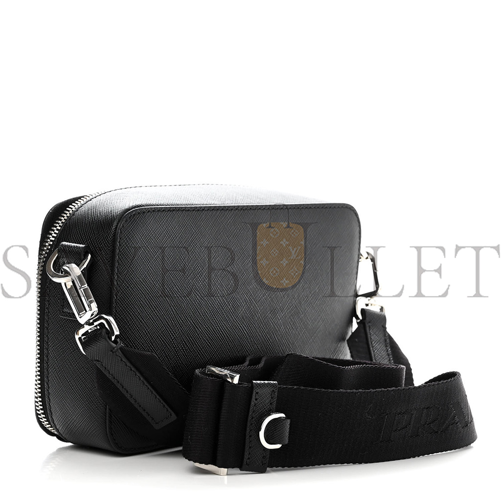 Pra*a saffiano travel mens brique crossbody bag black (19*13*6cm)