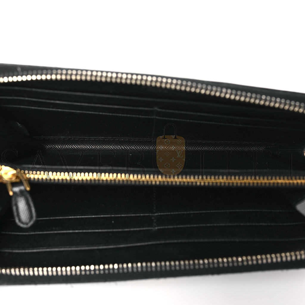 Pra*a saffiano metal zip around wallet black (18*10*2cm)