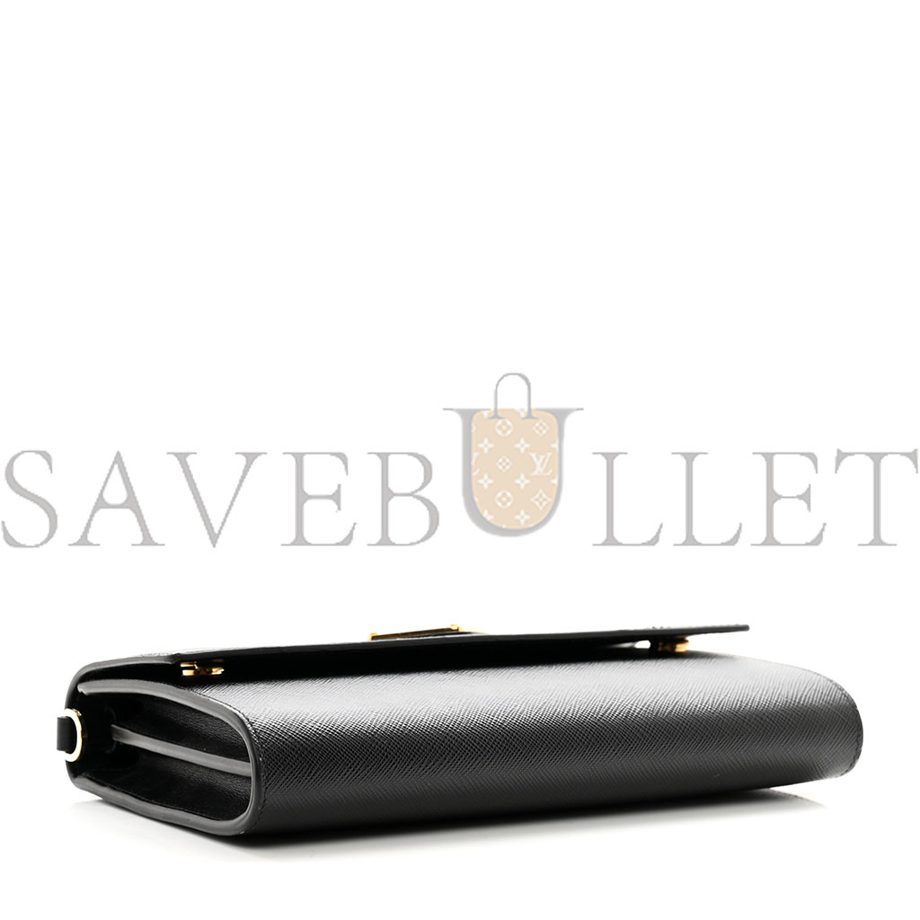 Pra*a saffiano wallet with shoulder strap black (21*14*4cm)