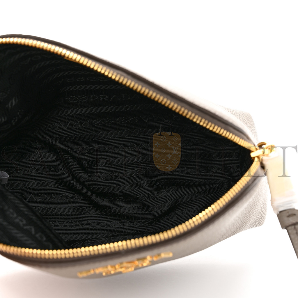 Pra*a vitello daino cosmetic pouch argilla (17*11*7cm)