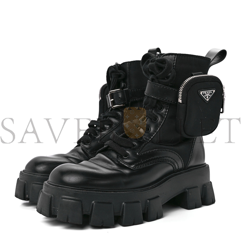 Pra*a spazzolato rois re-nylon metal triangle logo monolith pouch pocket 55mm boots 6 black